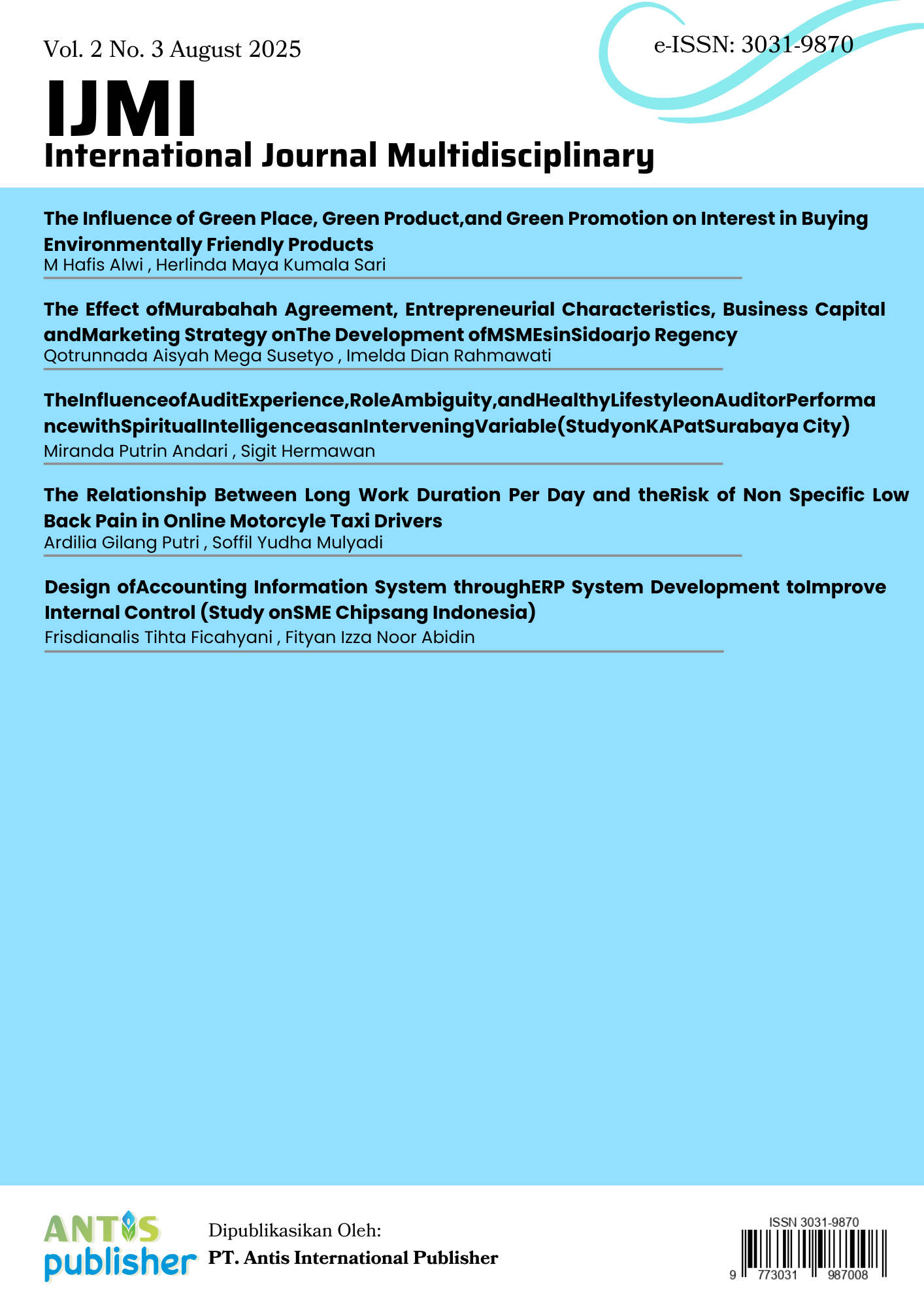 								View Vol. 2 No. 3 (2025): International Journal Multidisciplinary (IJMI)
							